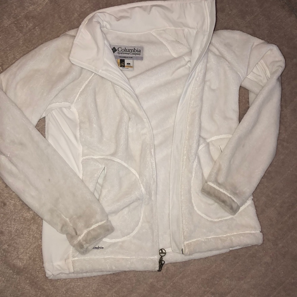 Large Columbia white fur jacket